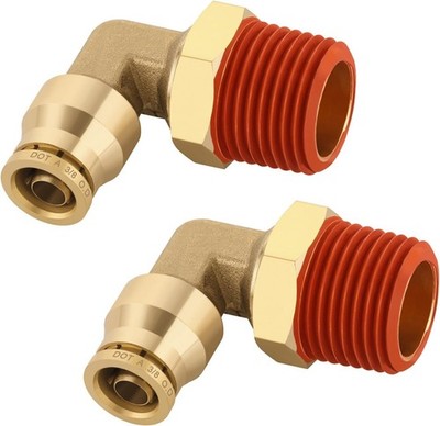 3/8'' Quick Push to Connect Fittings 3/8''OD × 1/2''NPT Thread Male Elbow-2pcs