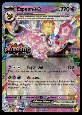 Espeon ex 034/131 Holo Prismatic Evolutions Stamp Promo  Pokemon Near Mint
