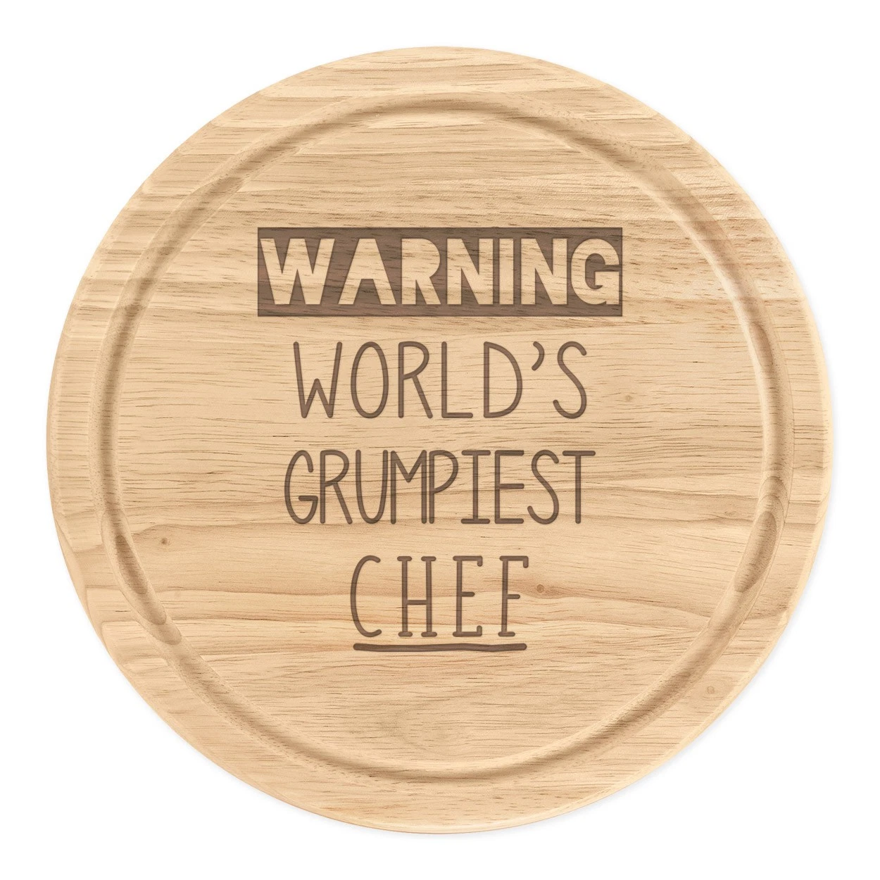 Warning World's Grumpiest Chef Round Chopping Cheese Board Best Cook Funny