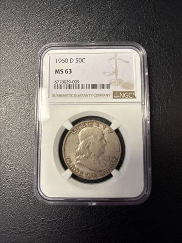 1960 D 50c Franklin Silver Half Dollar NGC MS63 Denver.