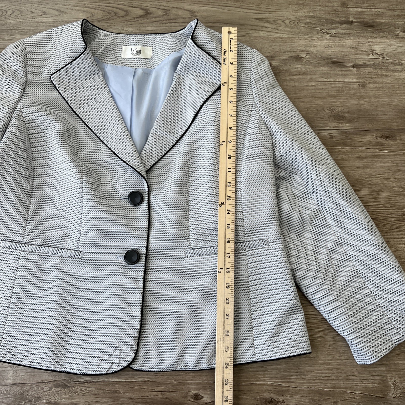 Le Suit Two Button Tweed Skirt Suit Womens 16 Blue