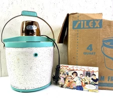 Ice Cream Maker Proctor Silex 4qt Turquoise & Copper Electric Vintage W/ Box