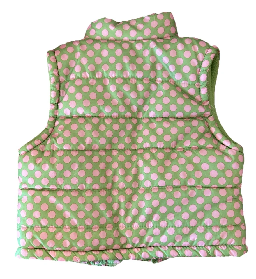 Chaleco acolchado US Polo Assn verde y rosa lunares - bebés niñas - 12 meses Foto 2 de 4