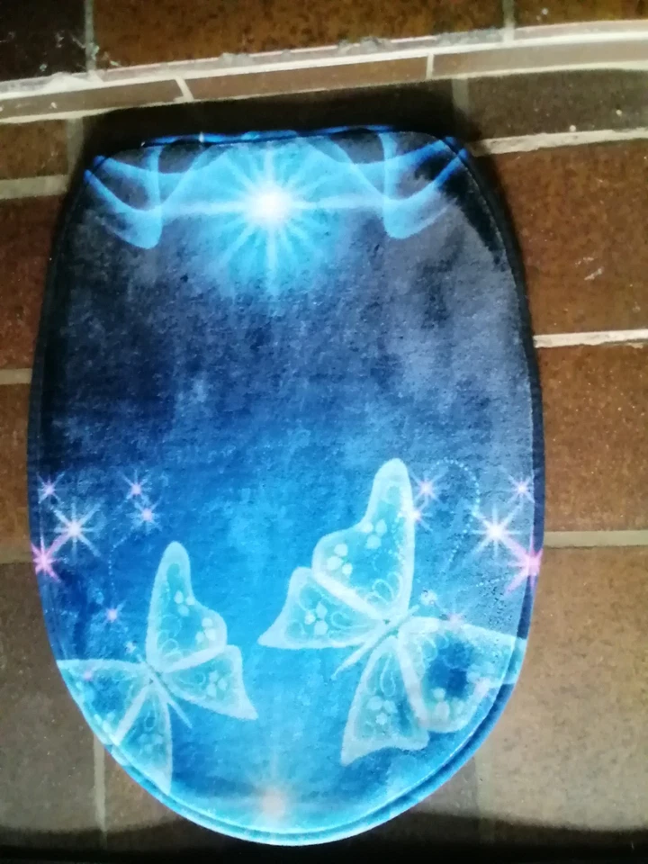 3Tlg.Bad Garnitur blau mit Schmetterlinge-top Zustand - Bild 4 von 4