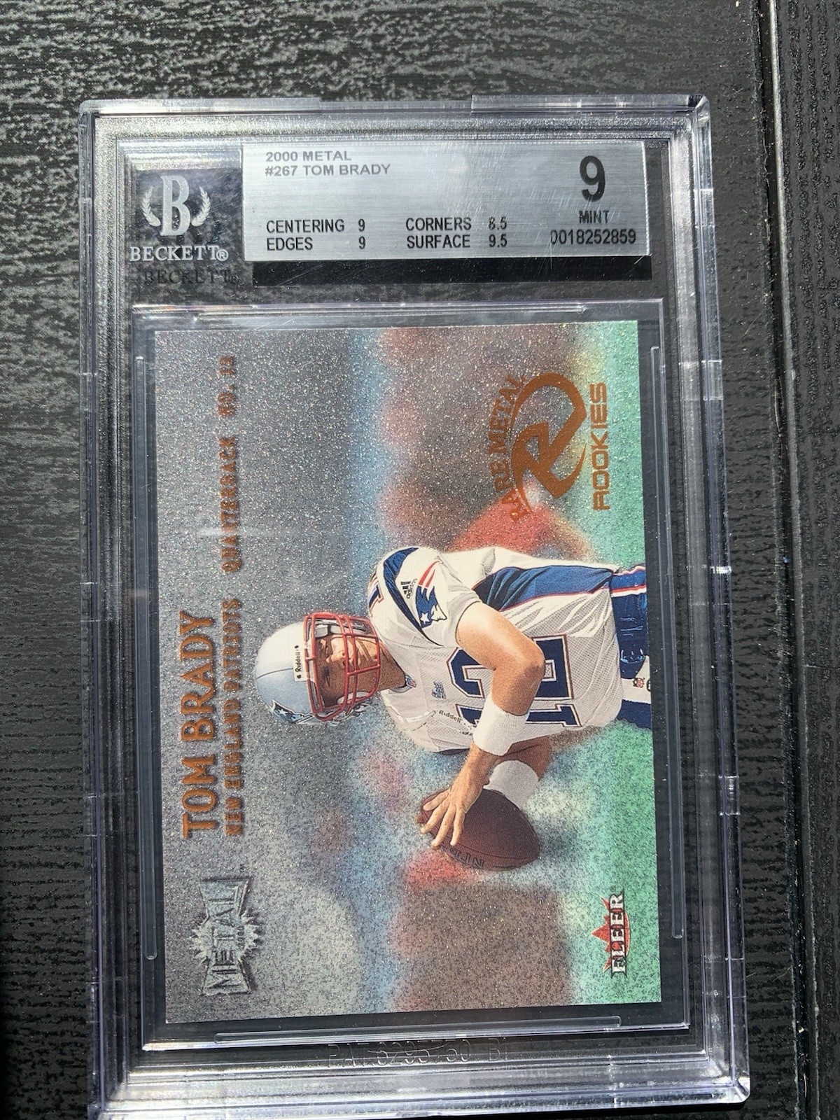 BGS MINT 9.   2000 Fleer Metal Football Tom Brady #267 Rookie Card