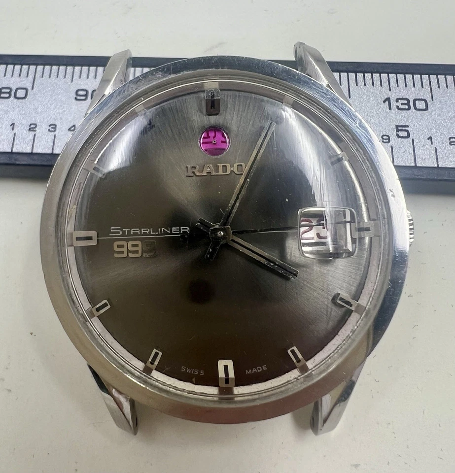 Vintage Rare Rado Starliner 999 Men’s Watch – Black Dial – Date – 37mm - image 2 of 4