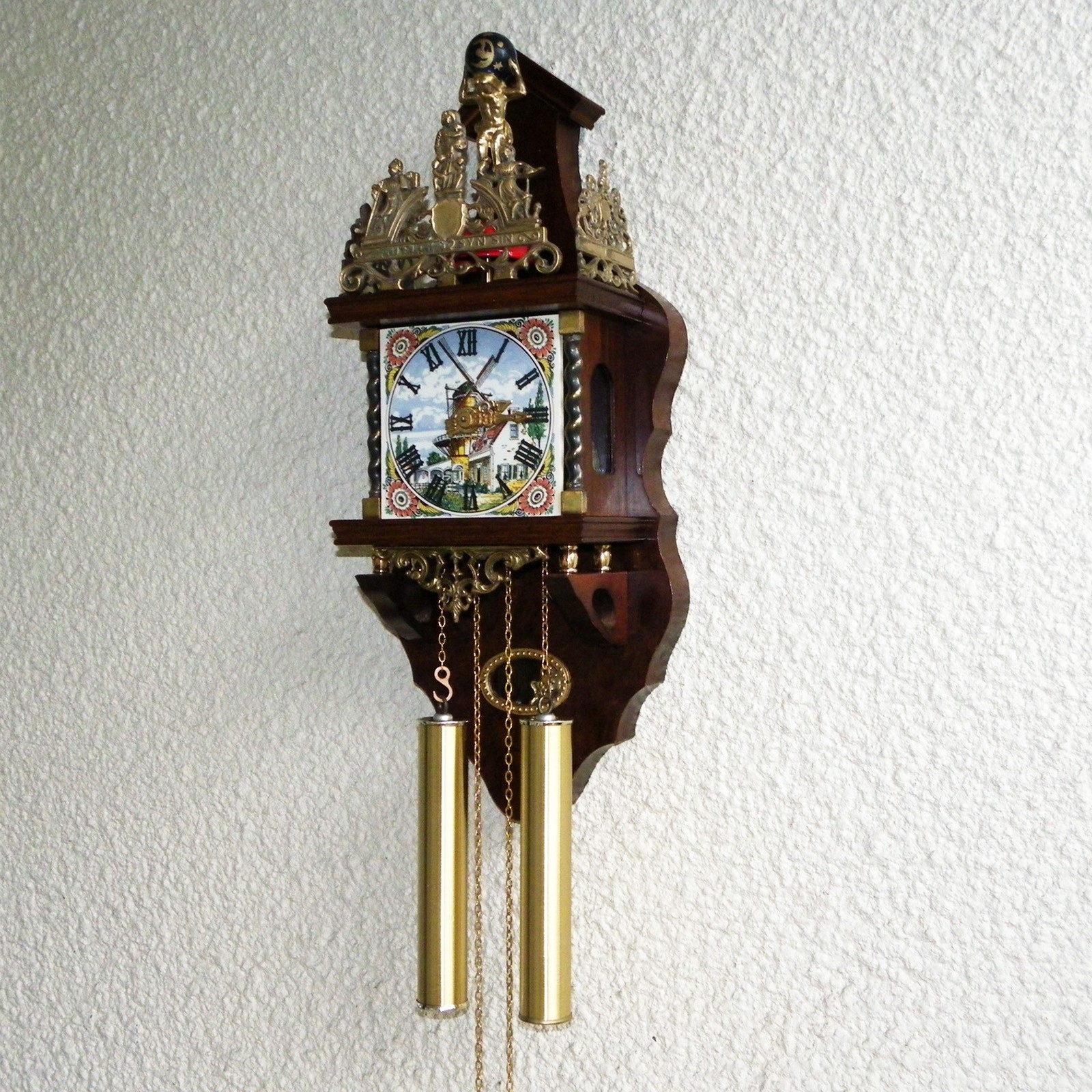 VINTAGE LARGE 24" DUTCH ZAANDAM ZAANSE 8 DAY WALL CLOCK WARMINK WUBA