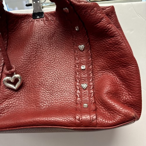 Brighton Womens Purse Soft Red Pebbled Leather Shoulder Bag Red Bandanna Lining - Picture 3 of 11