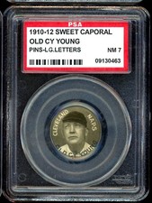 1910-12 Sweet Caporal Pins P2 Old Cy Young Plain Cap PSA 7