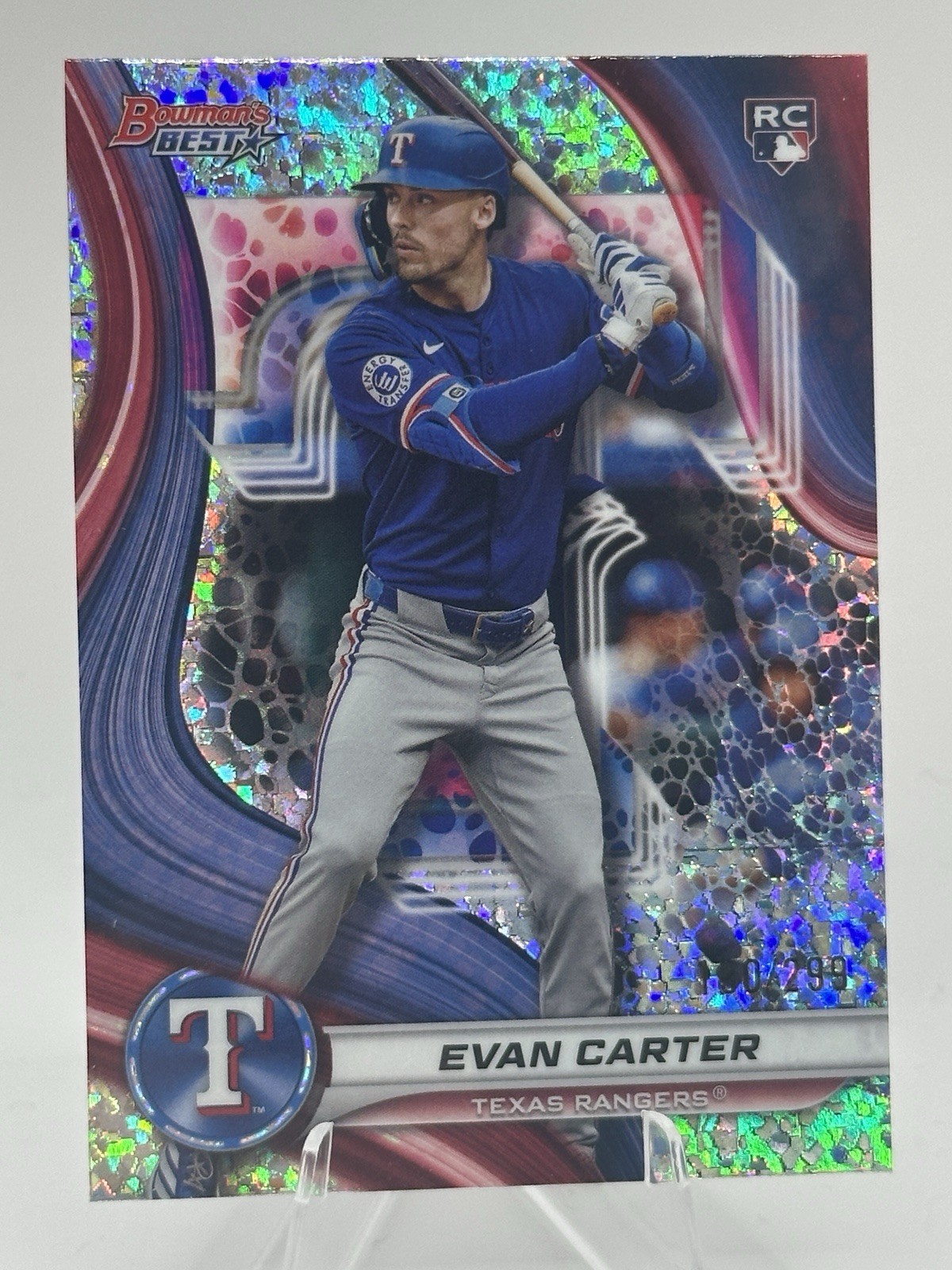 2024 Bowman’s Best Evan Carter 190/299 * Mini Diamond * Rangers /299