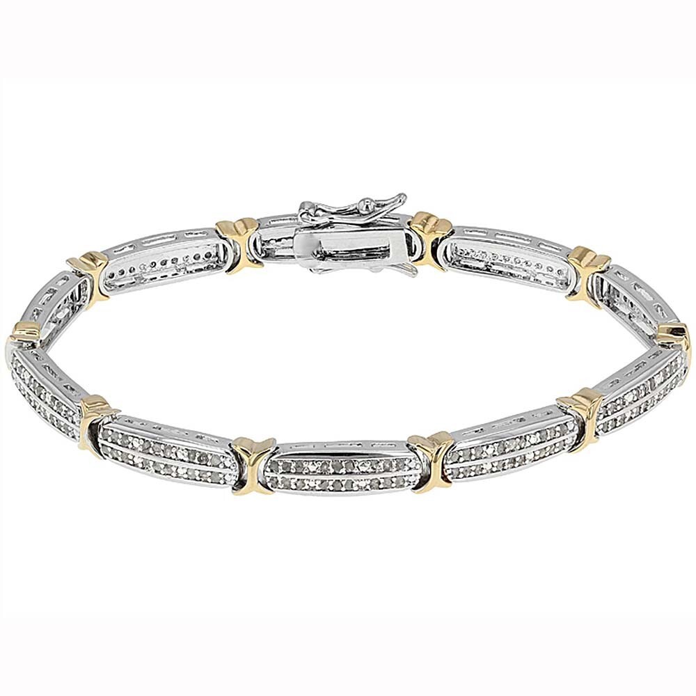 "1.20 Ctw D/FL Brilliant Moissanite 14K White Gold Plated Tennis Bracelets 7.5\""