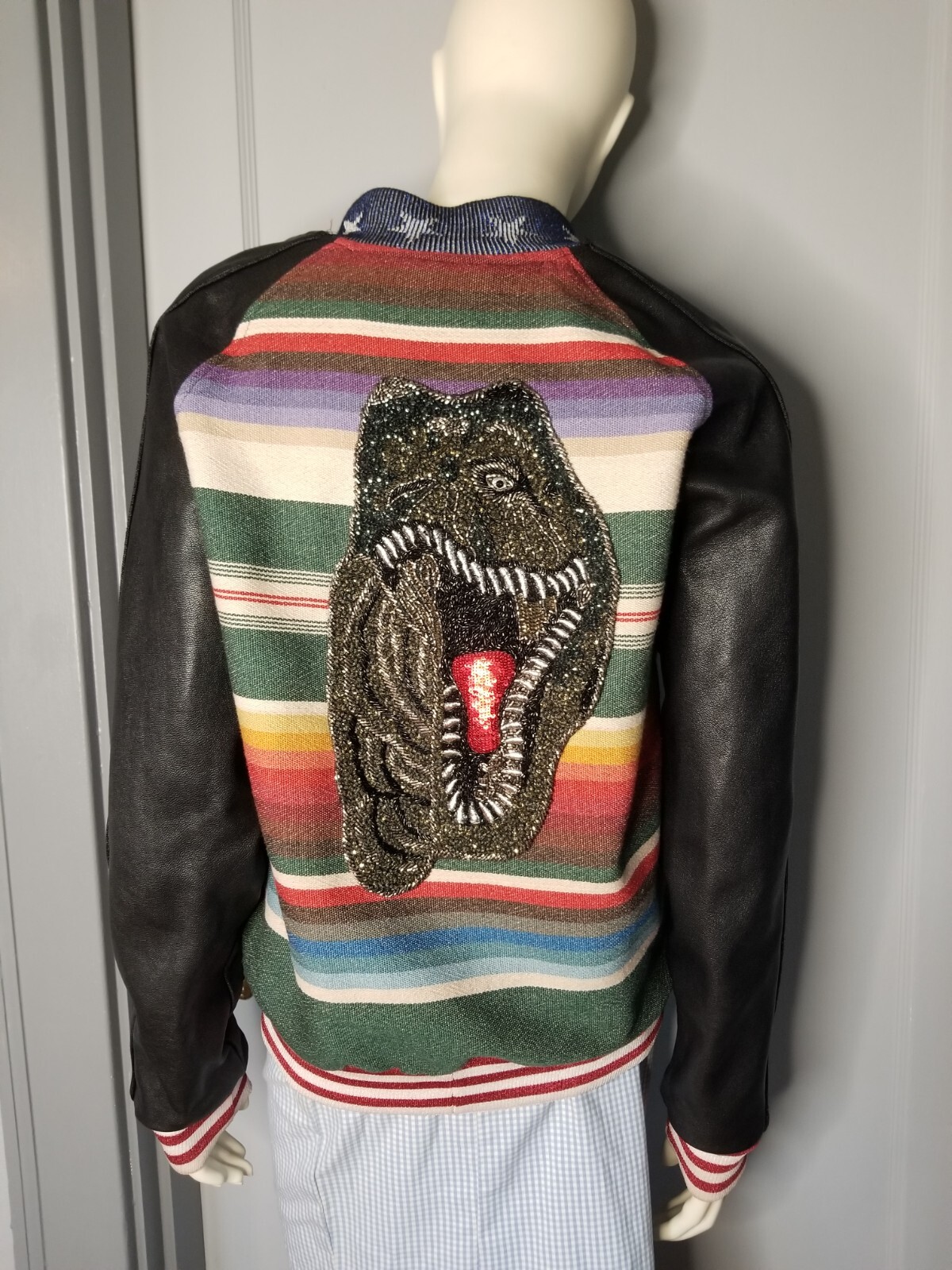 RARA giacca bomber dinosauro Saint Laurent in pelle T Rex 50 US 40 uomo