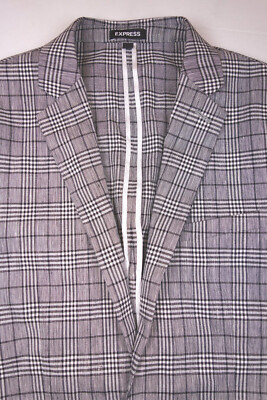EXPRESS Men's Gray Check Plaid Extra Slim Fit Blazer Jacket NWOT