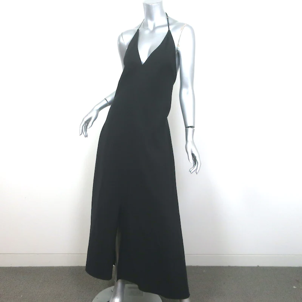 FRAME Lace-Up Back Halter Maxi Dress Black Linen-Blend Size Large | eBay