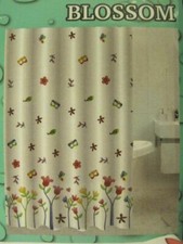 Blossom Pattern Butterflies Bath Shower Curtain Fabric 70 By 72 Inch NEW