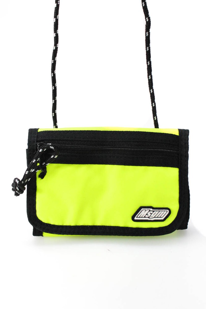 MSGM Womens Technical Weave Neon Wallet Yellow Black