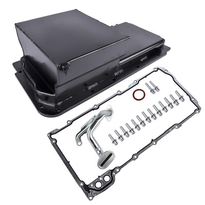 Aluminum Fabricated Front Sump Oil Pan Kit for GM LS LS1/LS2/LS3/LS6 7-QT Black