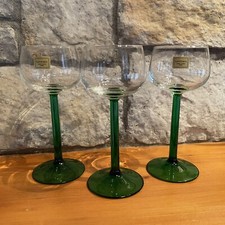 Vtg Emerald Green Stemmed Wine Glasses Cristel D' Arques France 6 1/2"  Set of 3