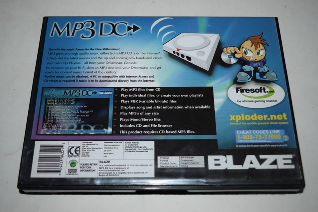Blaze MP3 DC Music Player Pour Sega Dreamcast - Version PAL EUR Avec Notice, état Correct