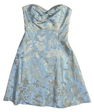Harold's Strapless Party Dress Bridesmaid Brocade Blue Taupe Size 2