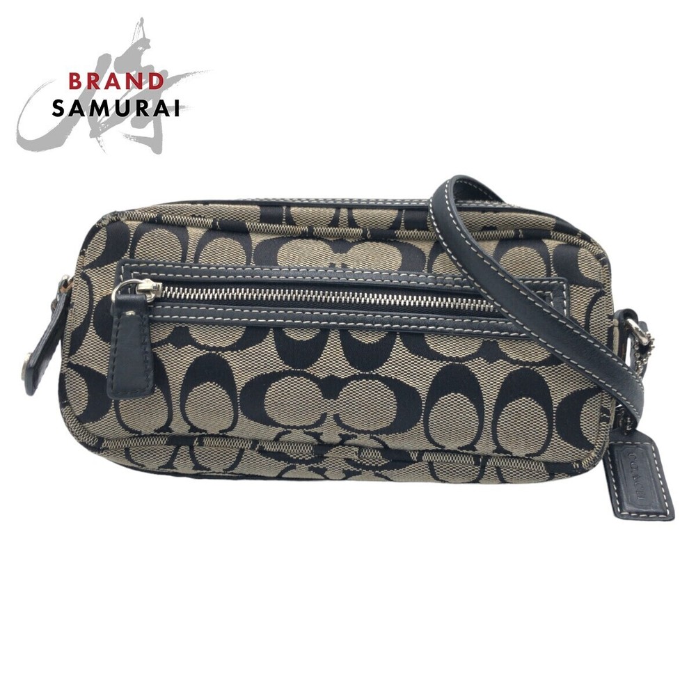 Coach Signature Black  Canvas 6073 Shoulder Bag Pochette