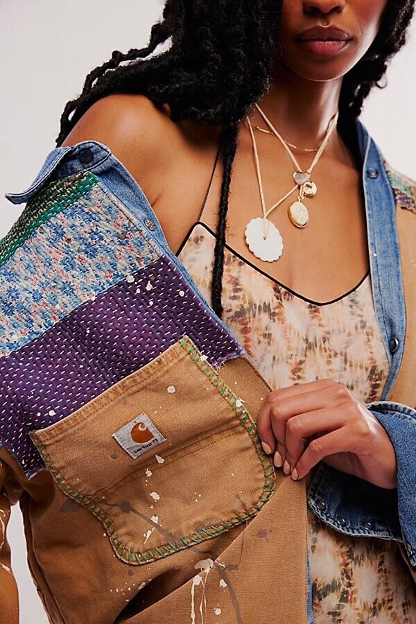 Free people Tricia Fix Carhartt Mixed Jacketレアハンドメイド Free People Tricia Fix Carhartt Mixed Jacket Size XS/S $498