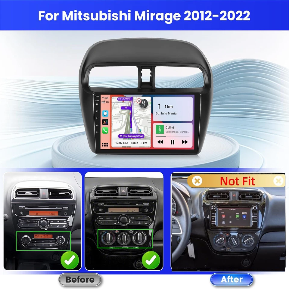 4+64GB Autoradio Für Mitsubishi SpaceStar 2012-2023 Android 14 GPS Navi GPS 9" - Bild 3 von 4