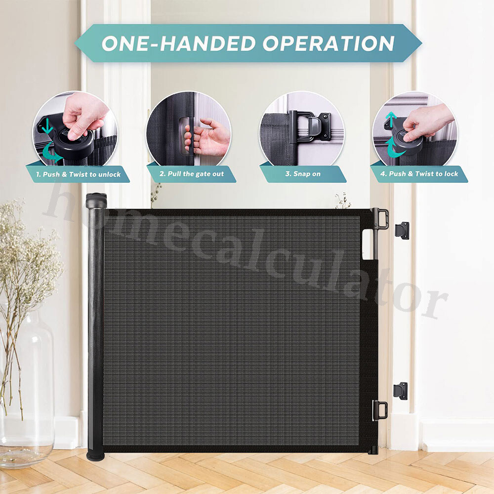 Pet Safety Gate Retractable Dog Barrier Folding baby Doorway Stair