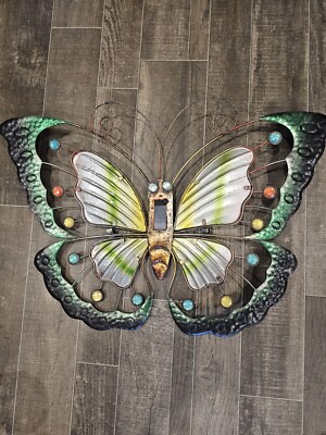 Metal Butterfly Yard Ornament Approximately 22'' x 14''. Colorful.