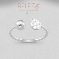 Sterling Silver Ball And Hammered Ring
