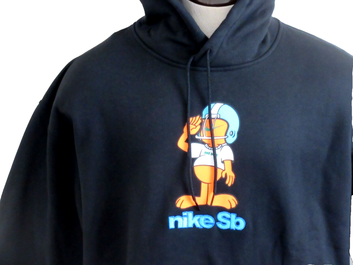 Nike SB Men's Fleece Football Logo Skate Hoodie Black Orange