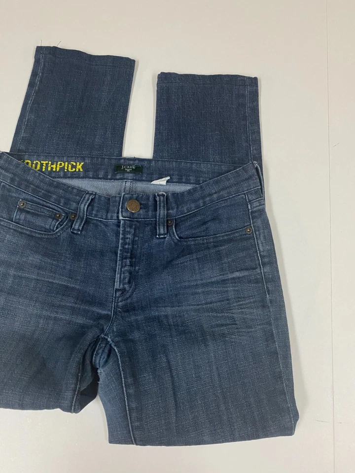 J Crew Womens Jeans 27 blue straight Toothpick straight blue stretch - Image 2 of 4