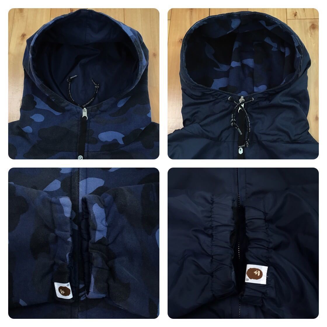 Reversible blue camo Zip Hoodie Jacket L Size a bathing ape BAPE