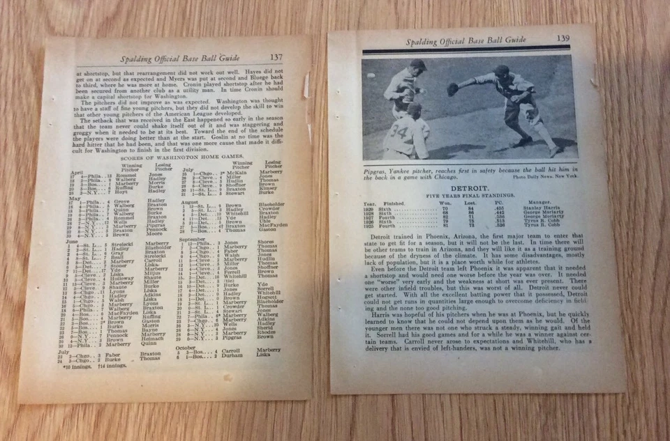 Rare1930 ML Baseball Picture -Spauldings Baseball Guide -AL Teams Hall Of Famers - Image 4 of 4