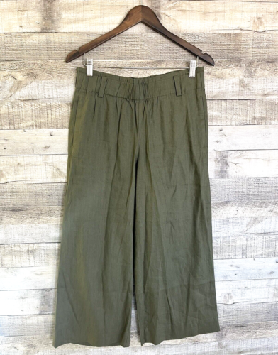 JJill Linen Stretch Wide Leg Crop Pants Women's S Army Moss Sage Green Paperbag - Picture 1 of 9