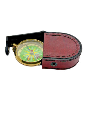 Unique Stylish Brass Pocket Designer Compass With Leather Case Marine Handmade