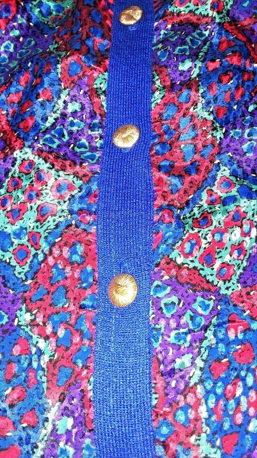 Vtg Castlebrook Royal Blue Patchwork Button Up Lo… - image 2