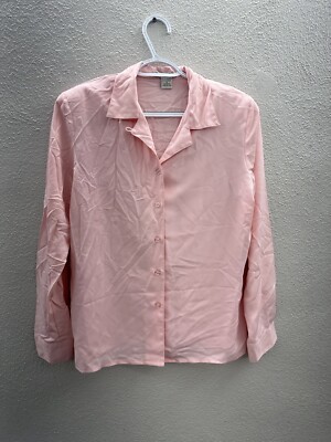 Womens Notations Shirt Size Small Pink Long Sleeve Button Up 