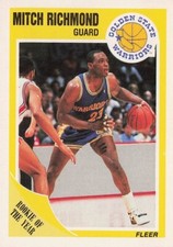 Mitch Richmond Rookie Of the Year Fleer 1989-90 Basketball Card #56