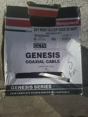 Honeywell Genesis 20/1 RG59 18/2 ZIP COAX 5C WHT 65086101 - 400ft -New Old Stock