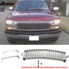 Fit 99-02 Silverado 00-06 Suburban Tahoe Vertical Style Front Bumper Hood Grille