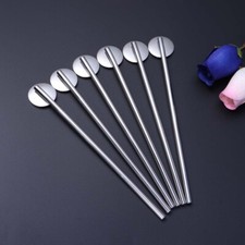 6 Pcs/Pack Metal Straw Spoon Reusable Spoons Straws Stirrer Stainless