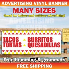Tacos Tortas Burrito Quesadillas Advertising Banner Vinyl Mesh Sign Mexican Food