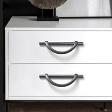 1PC Brushed Cabinet Pulls Semi Round Drawer Dresser Cupboard Door Handles Modern