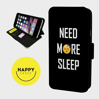 NEED MORE SLEEP LAZY HUMAN - Kunstleder Klapp Handy Hülle Cover - iPhone/Samsung