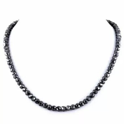 5 mm Black Diamond Beads Necklace 20 Inches Quality AAA Certified !