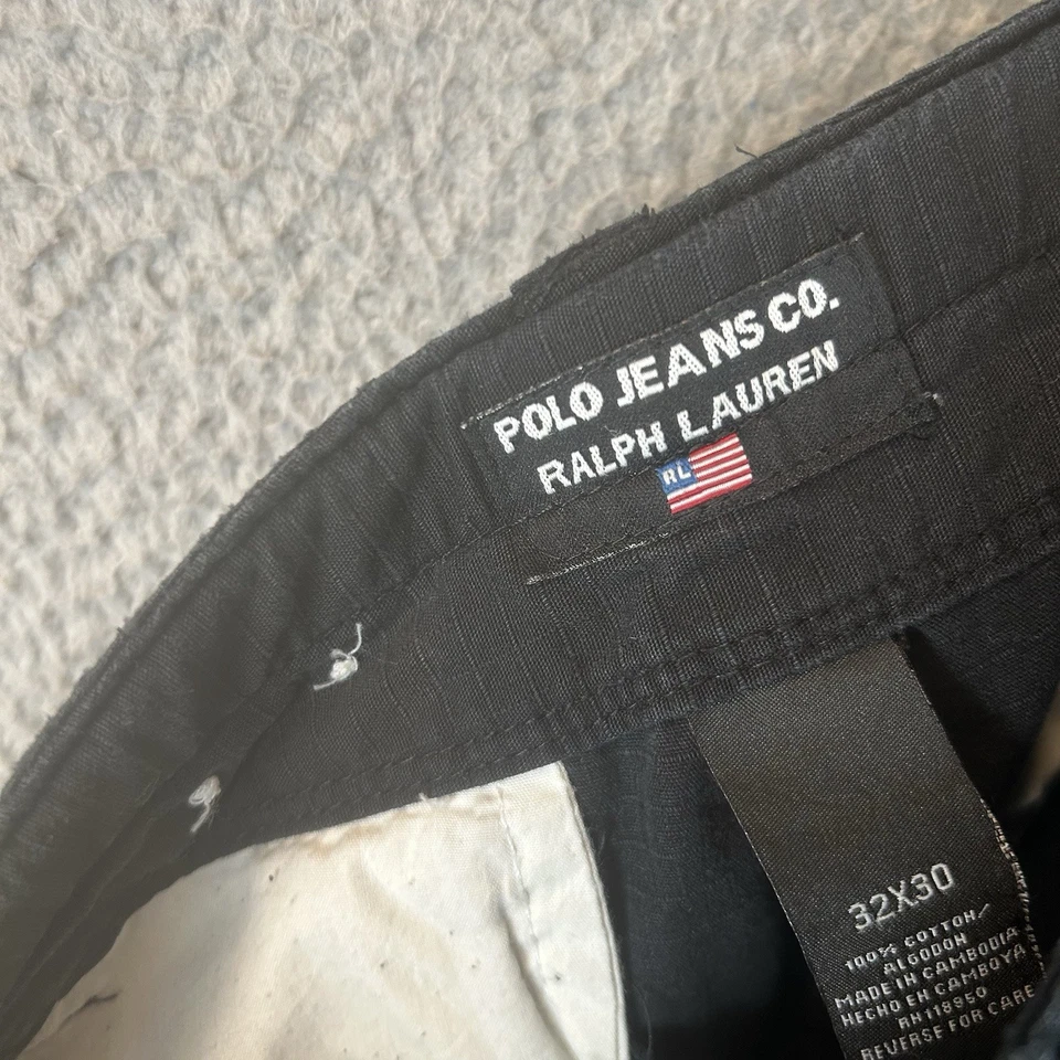 Pantalones Polo Ralph Lauren 32x30 De Colección Y2K Negros Carga Militar Utilidad Paracaidista Foto 4 de 4