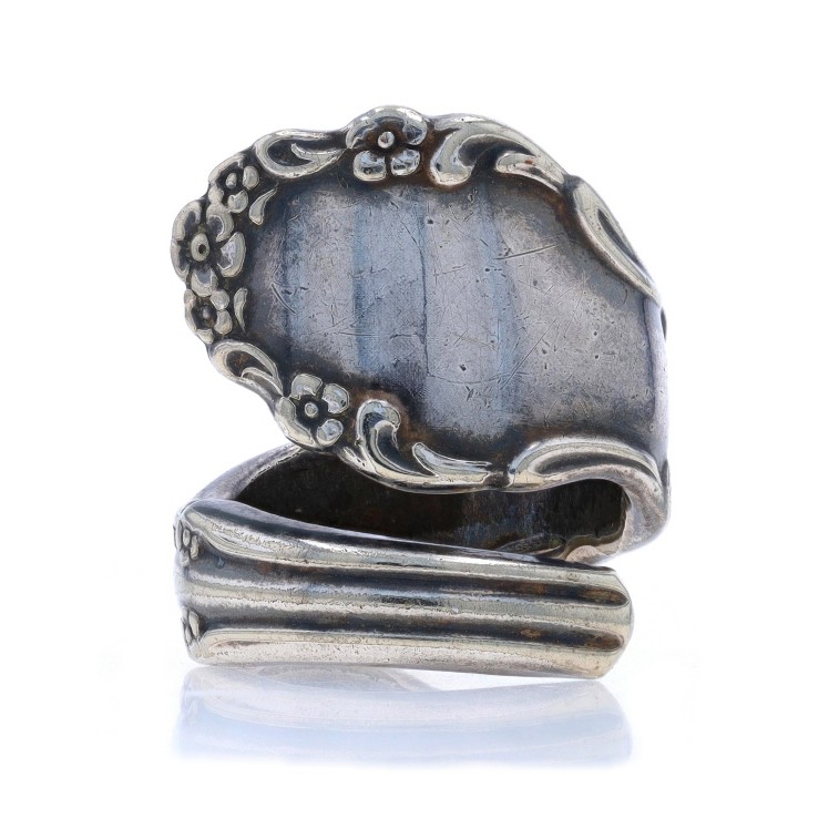 Sterling Silver Statement Bypass Spoon Ring - 925… - image 1