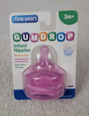 NEW SEALED! The First Years Gumdrop Infant Nipples! 3m+ Medium Flow! Pink 2 Pack