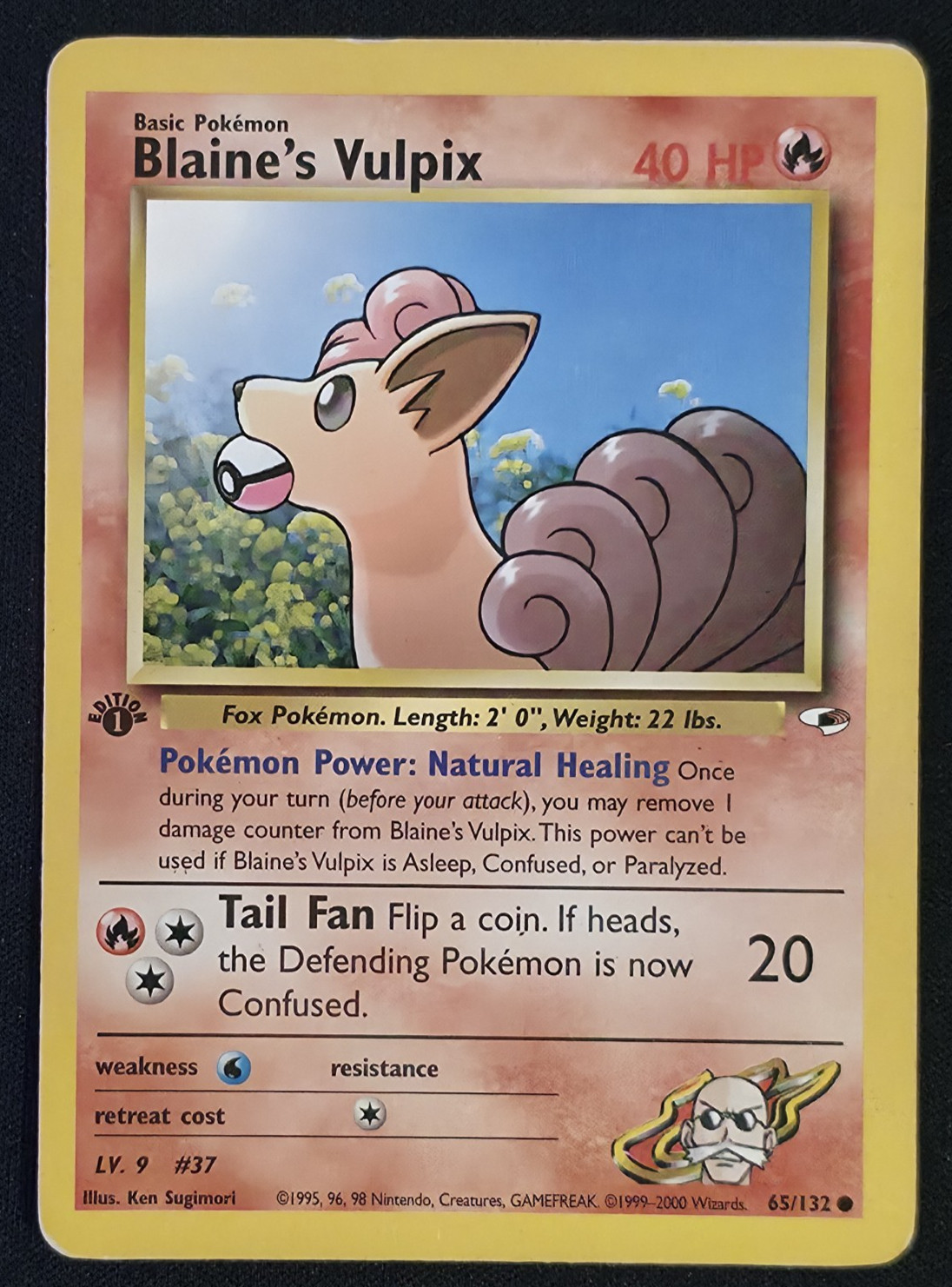 Blaine's Vulpix 65/132 1st Edition Pokémon Gym Heroes MP